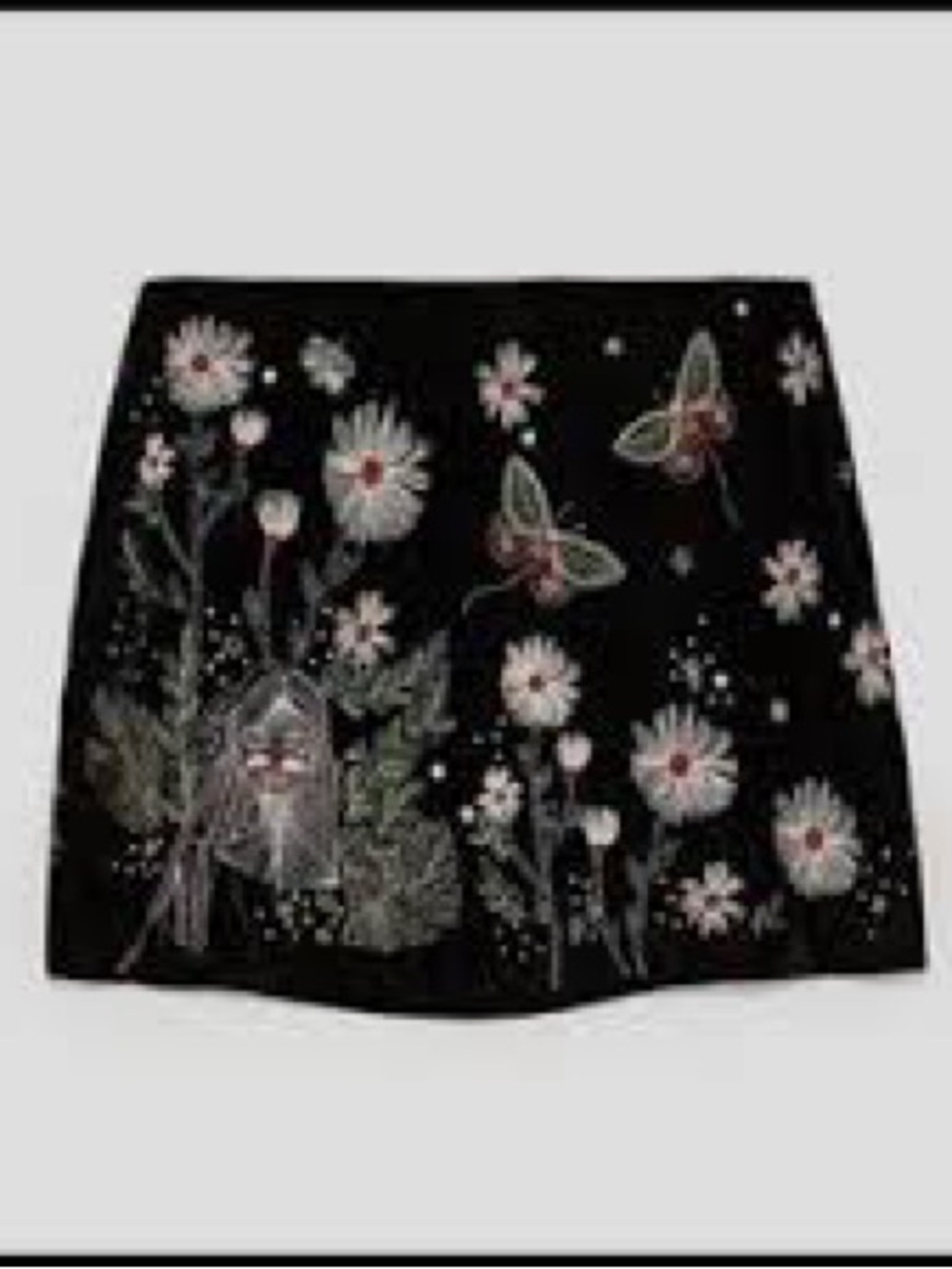 Embroidered Black Mini Skirt Zara size XS - Picture 2 of 5